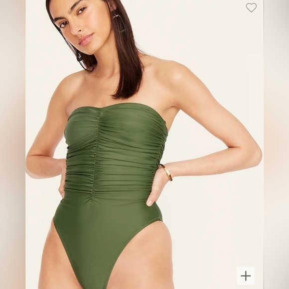 NWT J. Crew Safari Green Ruched One-Piece Swimsuit with Removable Straps 22 (3X) - Picture 3 of 16